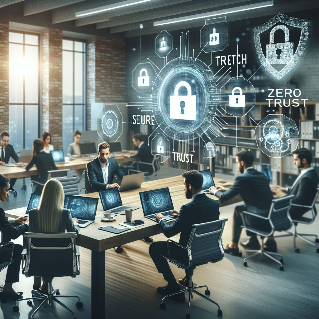 A realistic, non-AI-looking image for a cybersecurity blog article about Zero Trust. The image shoul
